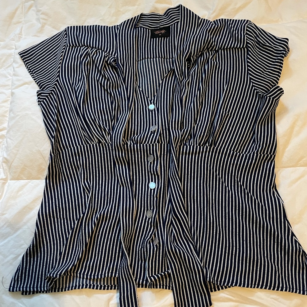Steady clothing navy striped top size medium/ rocksteady rockabilly pinup
